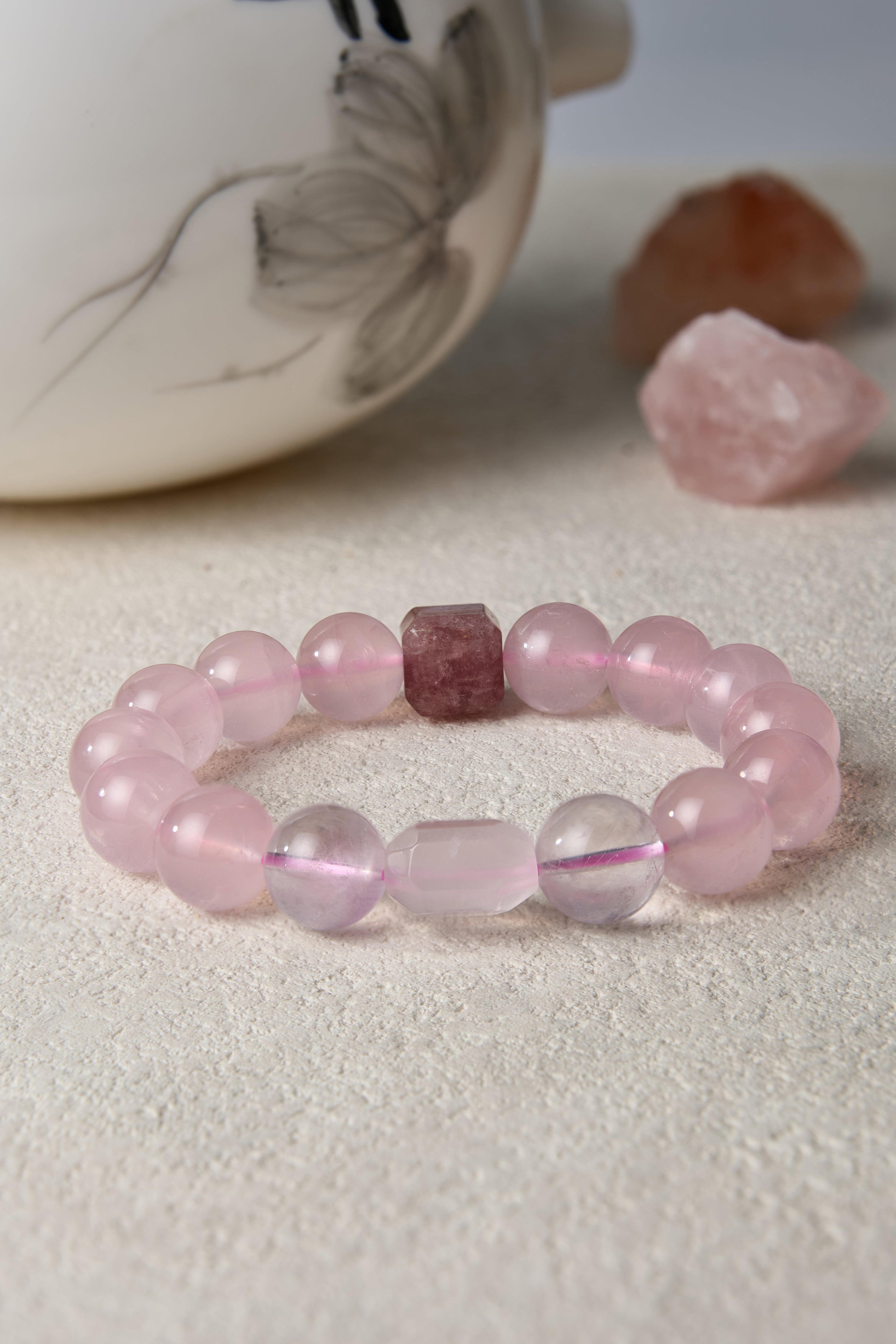 Enchanting Peach Blossom (Romance) Aura  | One-of-A-Kind Crystal Bracelet