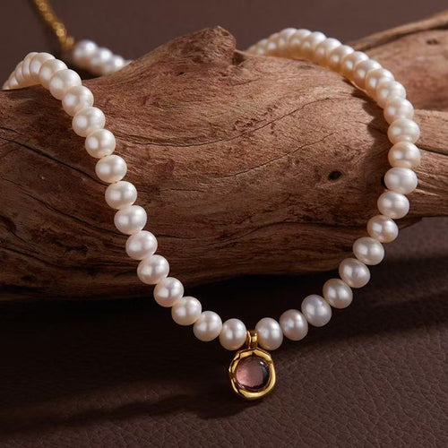 925 Sterling Silver Pearl & 12-Month Birthstone Necklace
