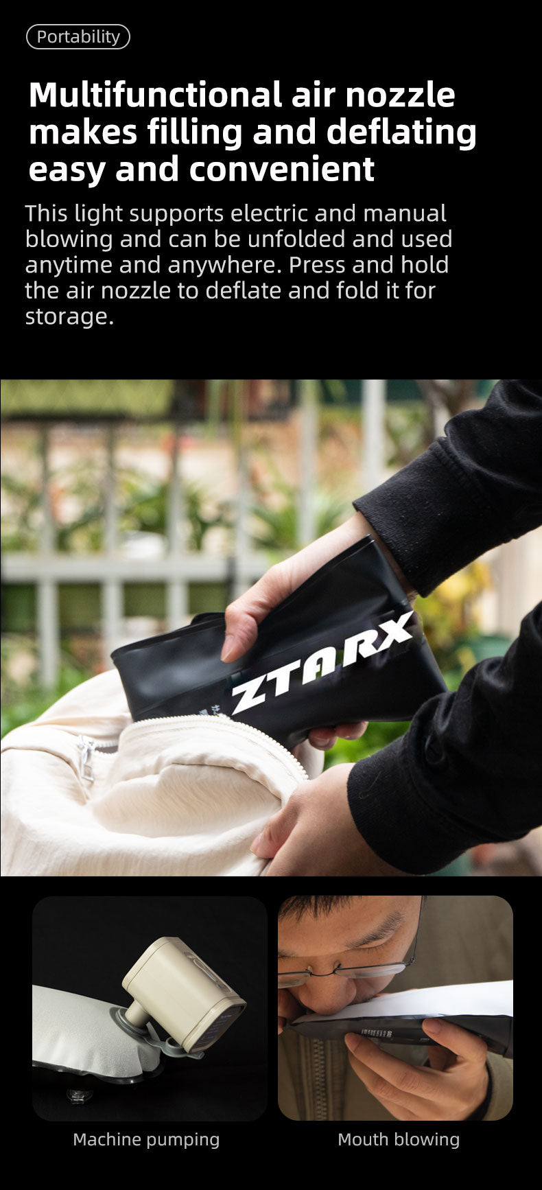 ZTARX Tube-GC12-60 NEW Inflatable Studio Light Tube: with Dual Color Temperature and High CRI