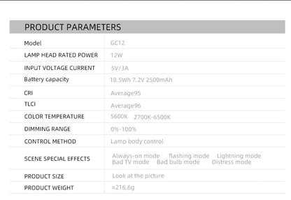 ZTARX Tube-GC12-60 NEW Inflatable Studio Light Tube: with Dual Color Temperature and High CRI