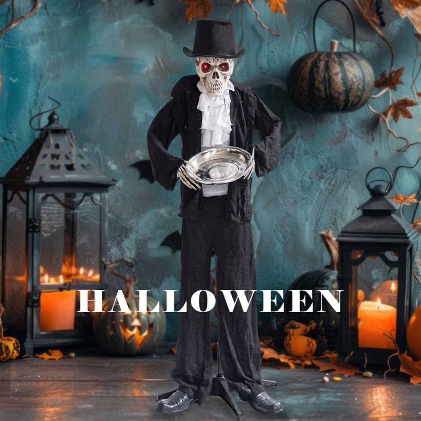 Skeleton Holding A Plate Halloween Decoration