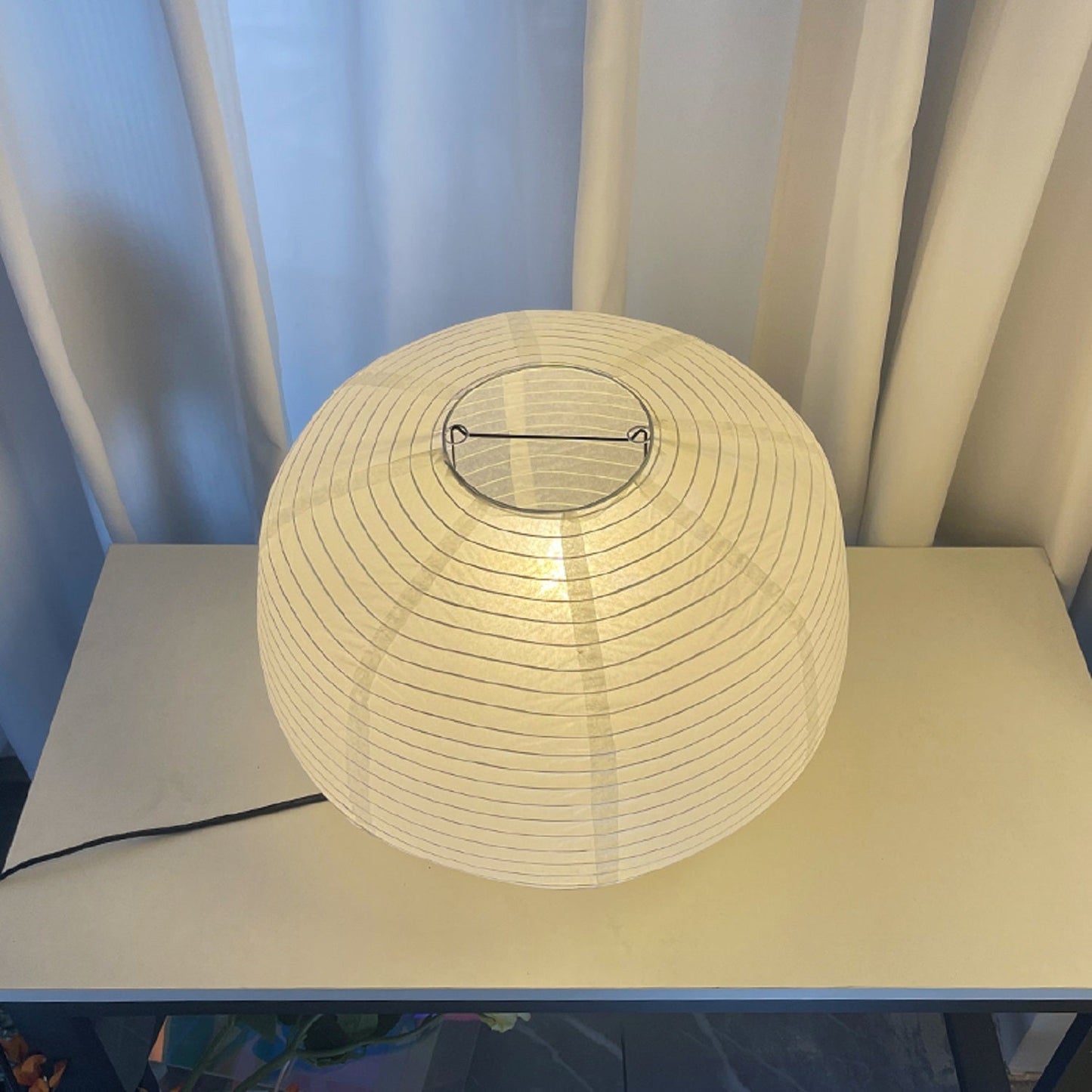 Cylindrical Rice Paper Table Lamp