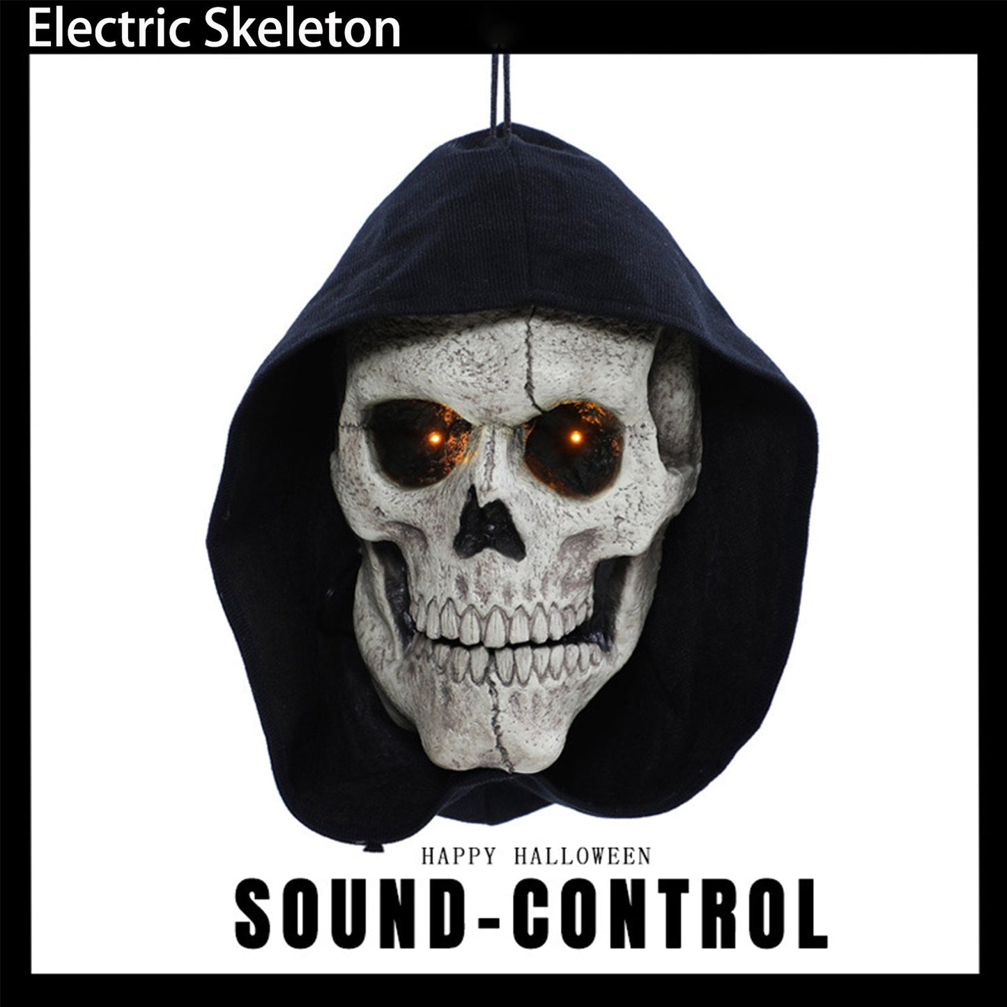 Electric Skull Halloween Decoration With Hat