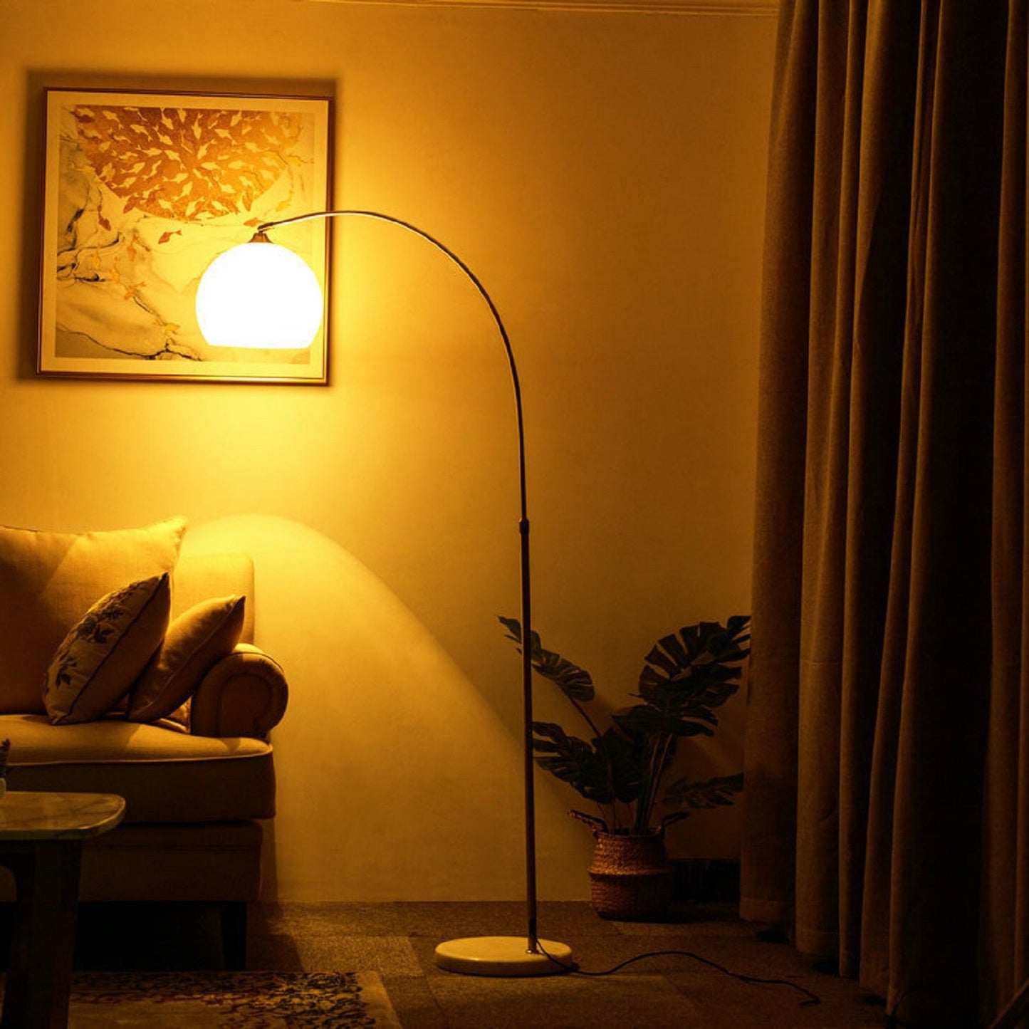 Orange fishing floor lamp