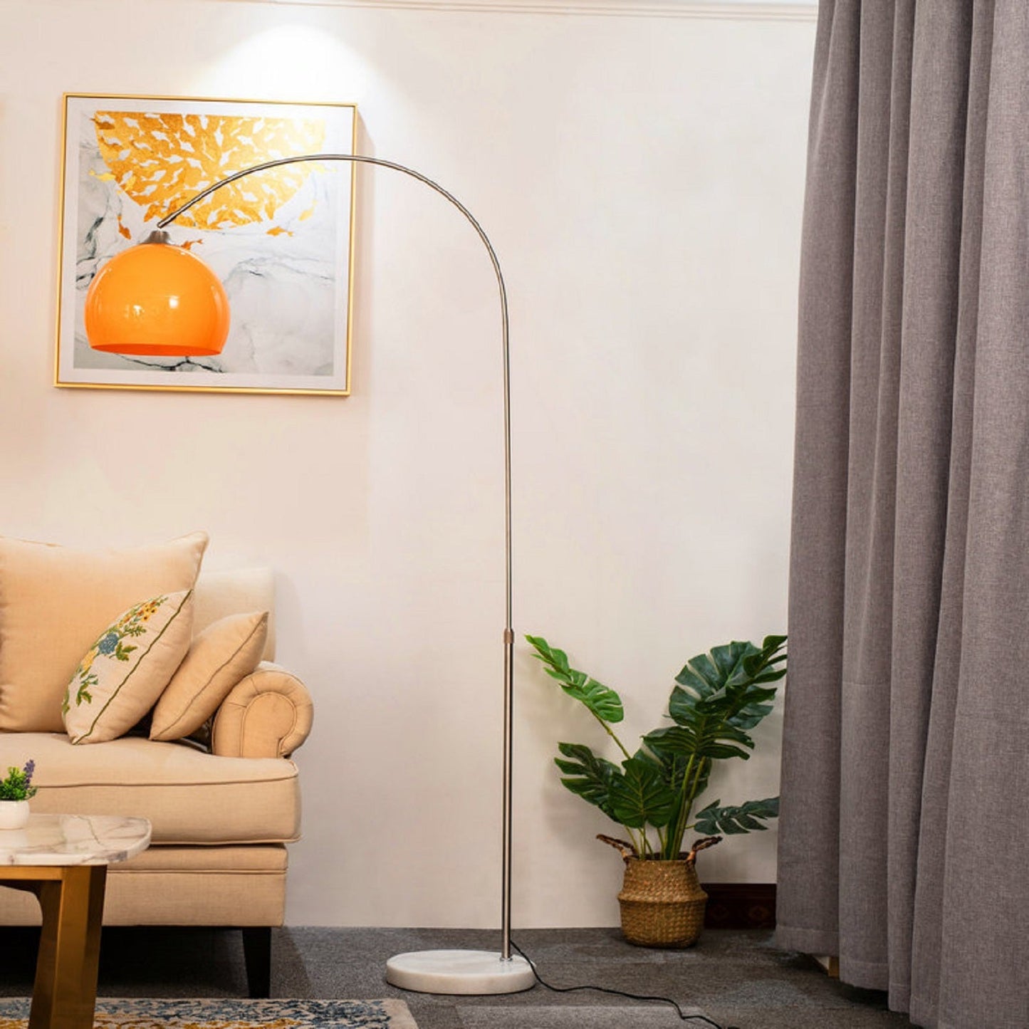 Orange fishing floor lamp