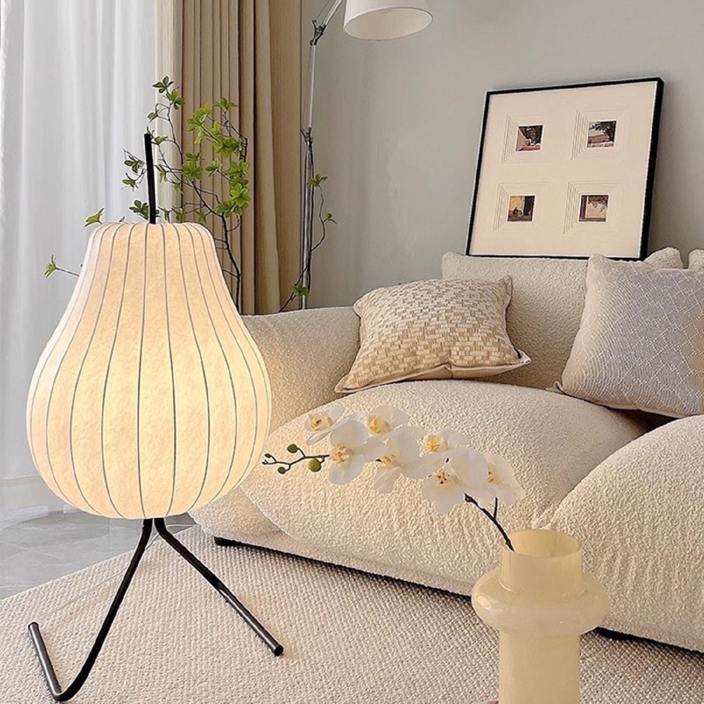 Pear Rice Paper Floor Lamp