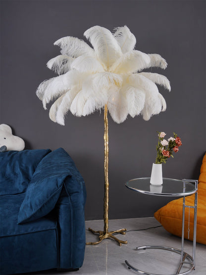 Beautiful Feather Brass Floor Lamp