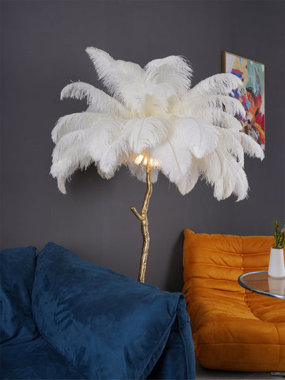 Beautiful Feather Brass Floor Lamp