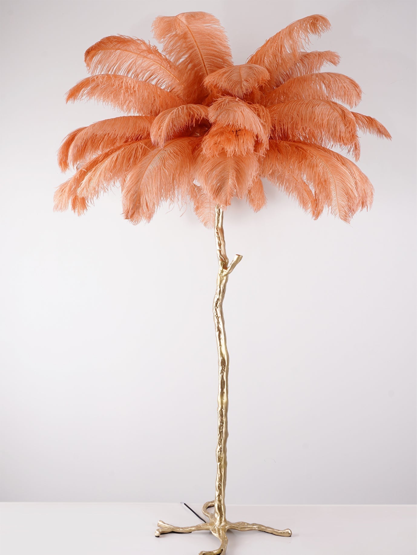 Beautiful Feather Brass Floor Lamp