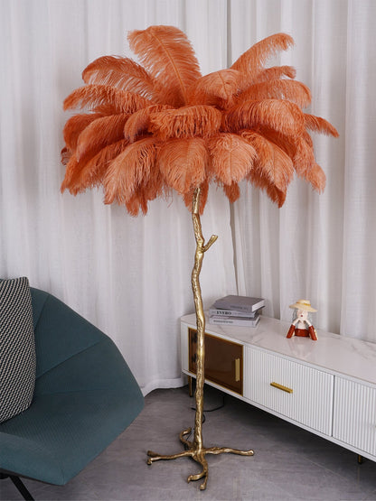 Beautiful Feather Brass Floor Lamp