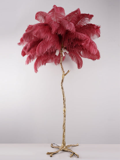 Beautiful Feather Brass Floor Lamp