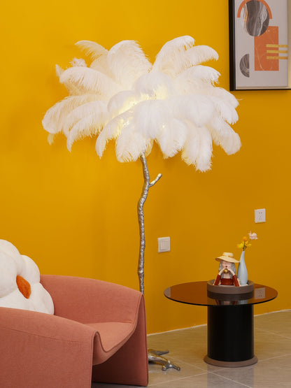 Beautiful Feather Brass Floor Lamp