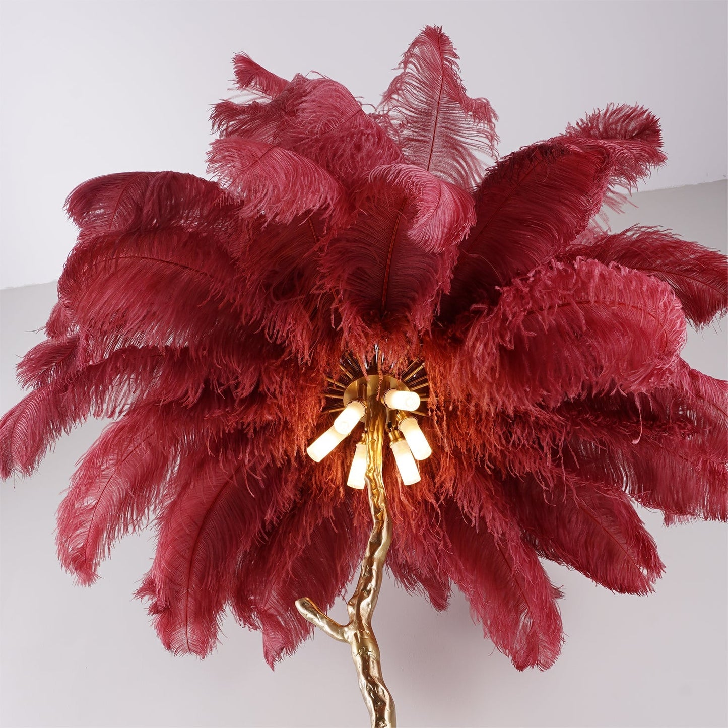 Beautiful Feather Brass Floor Lamp