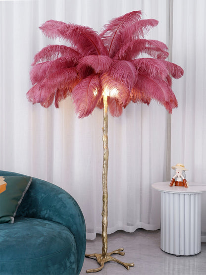 Beautiful Feather Brass Floor Lamp