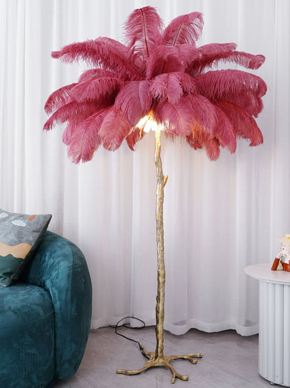 Beautiful Feather Brass Floor Lamp