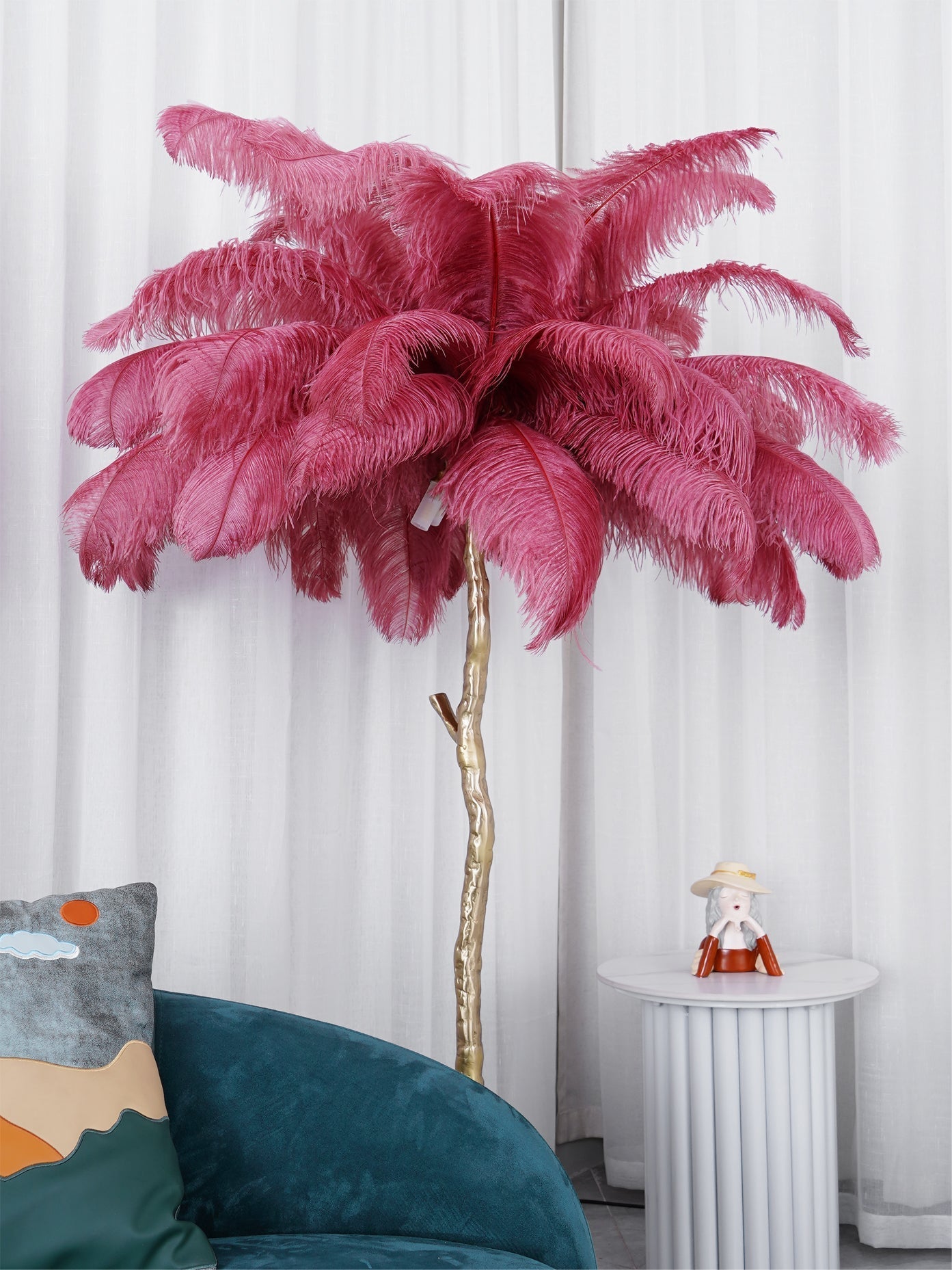 Beautiful Feather Brass Floor Lamp