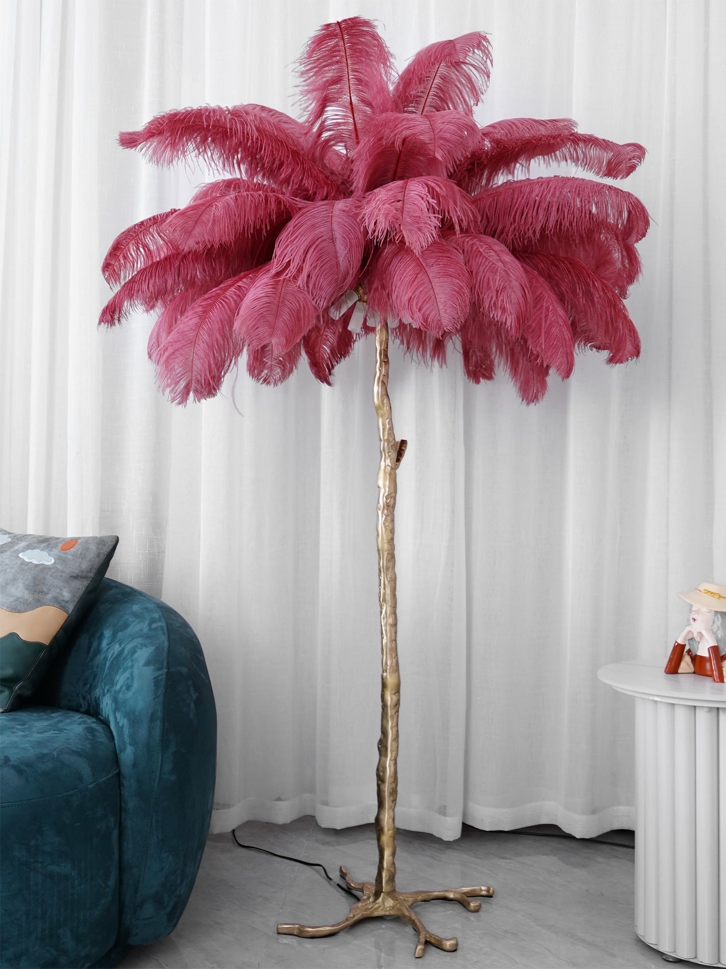 Beautiful Feather Brass Floor Lamp