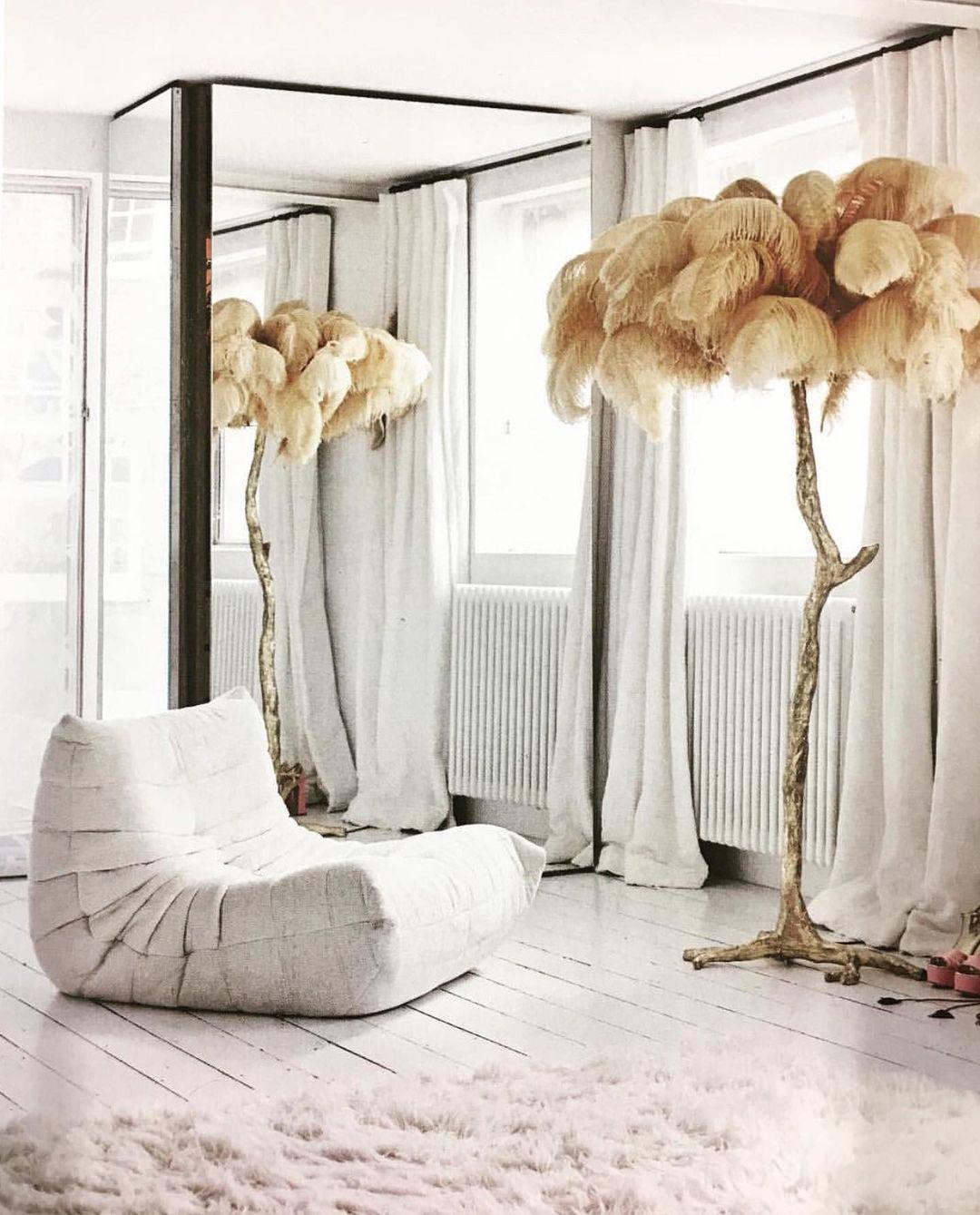 Beautiful Feather Brass Floor Lamp