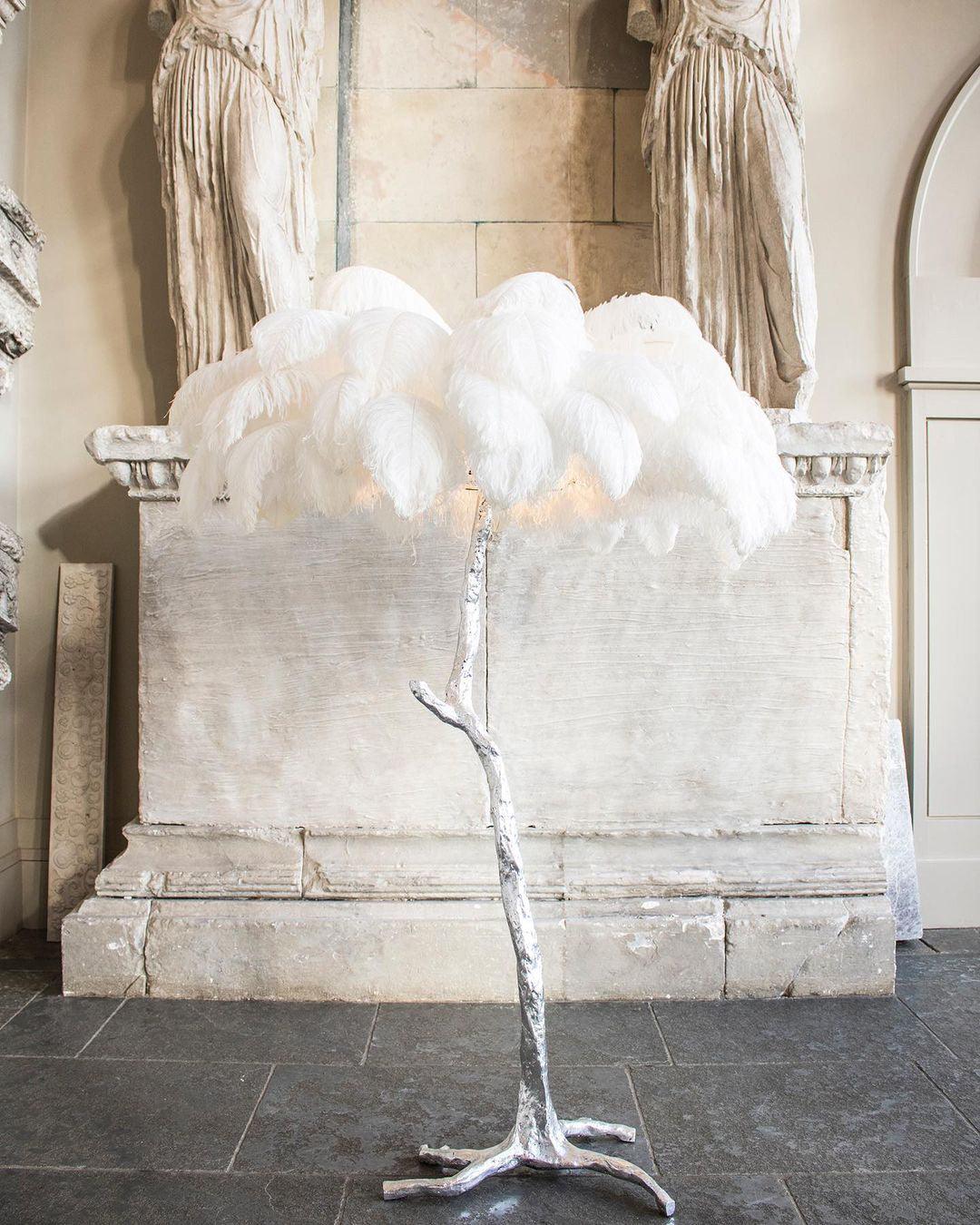 Beautiful Feather Brass Floor Lamp