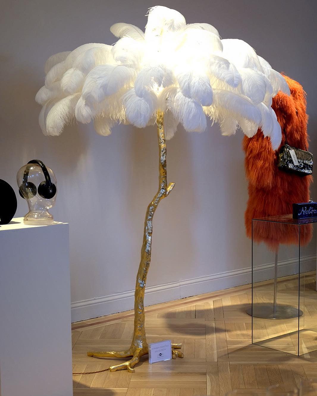 Beautiful Feather Brass Floor Lamp