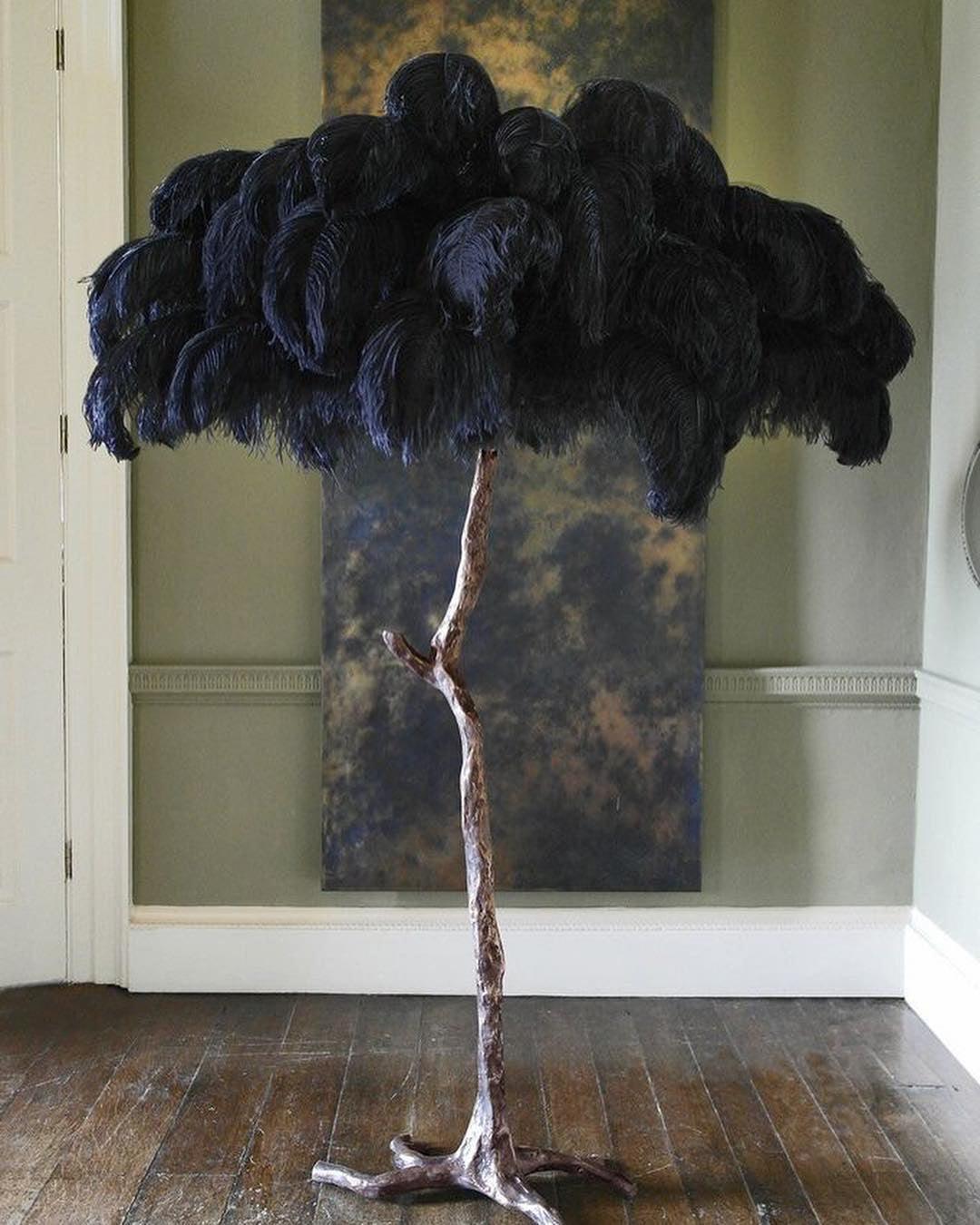 Beautiful Feather Brass Floor Lamp