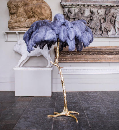 Beautiful Feather Brass Floor Lamp