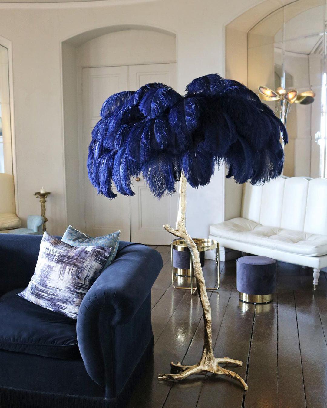 Beautiful Feather Brass Floor Lamp