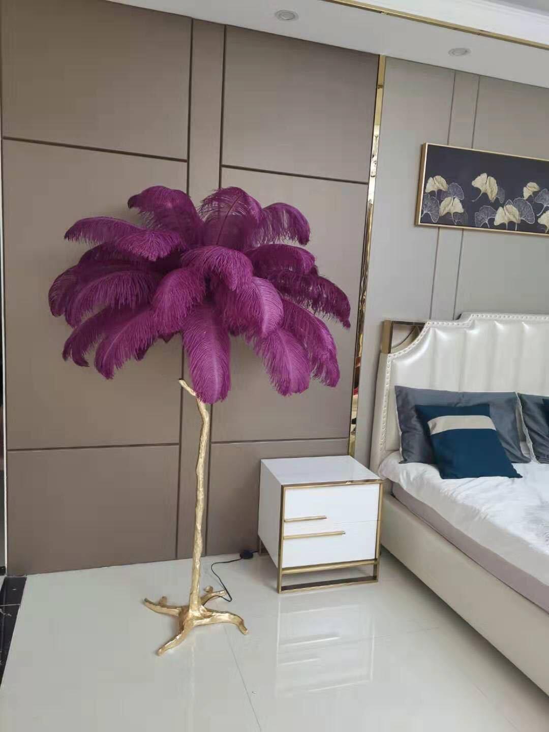 Beautiful Feather Brass Floor Lamp