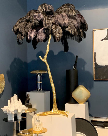 Beautiful Feather Brass Floor Lamp