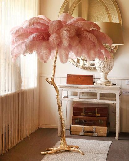 Beautiful Feather Brass Floor Lamp