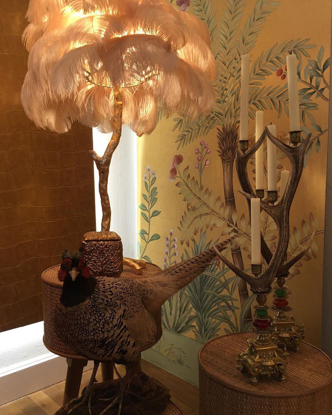 Beautiful Feather Brass Floor Lamp