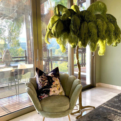 Beautiful Feather Brass Floor Lamp