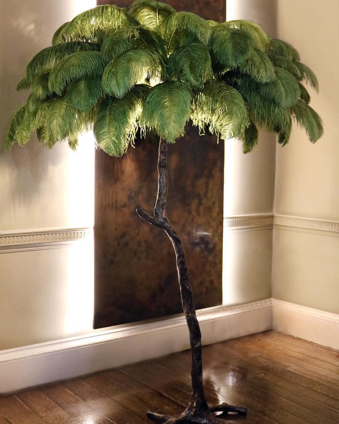 Beautiful Feather Brass Floor Lamp