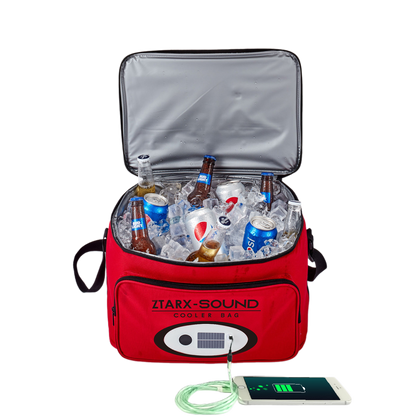 Ztarx S20-PO1-R02 Multifunctional Cooler Bag: Waterproof, Solar&USB Charge, Speaker, and LED Lights