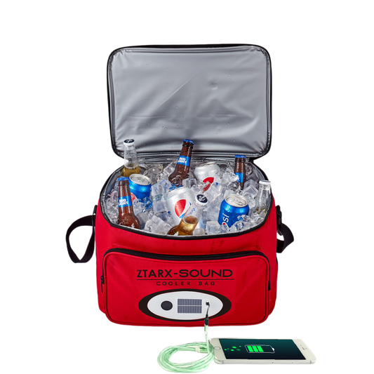 Ztarx S20-PO1-R02 Multifunctional Cooler Bag: Waterproof, Solar&USB Charge, Speaker, and LED Lights